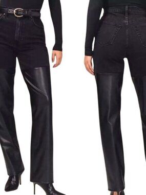 Abercrombie and Fitch Jeans Size 27/4R 90s Straight Ultra High Rise Faux Leather